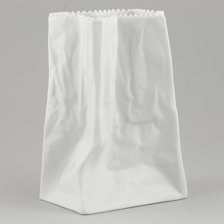 Tapio Wirkkala (Do Not Litter 1977) White Bag Vase 15 cm  (Rare Version)