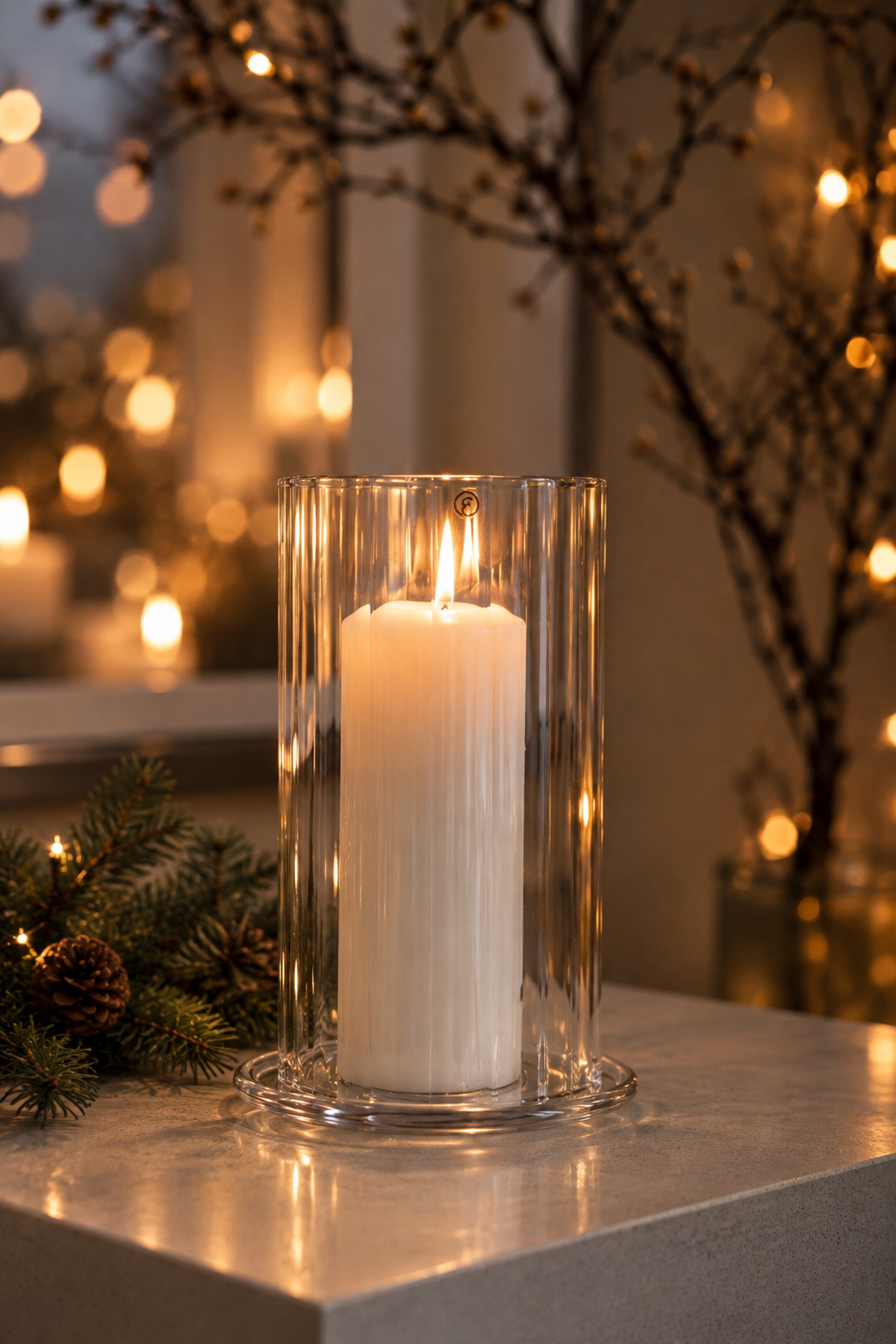 Ernst Glass lantern for pillar candles, dia. 15 cm, height 23 cm