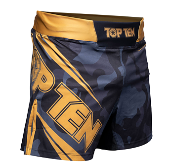 Topten MMA Board Shorts BLACK FORCE, Black/Gold
