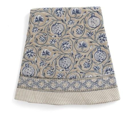 Rund bordsduk - Tangier Pomegranate - Beige/ blå Chamois Diameter 220