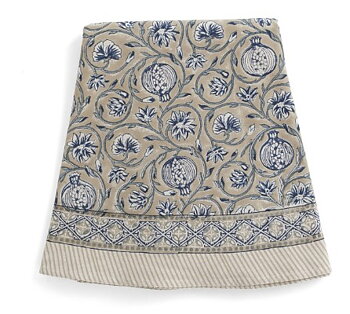 Rund bordsduk - Tangier Pomegranate - Beige/ blå Chamois Diameter 220