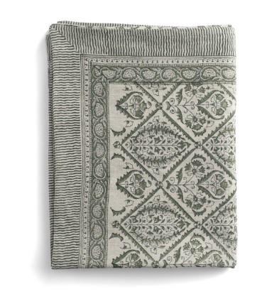 Bordsduk i linne Jaipur - Mossgrön Chamois 150*230