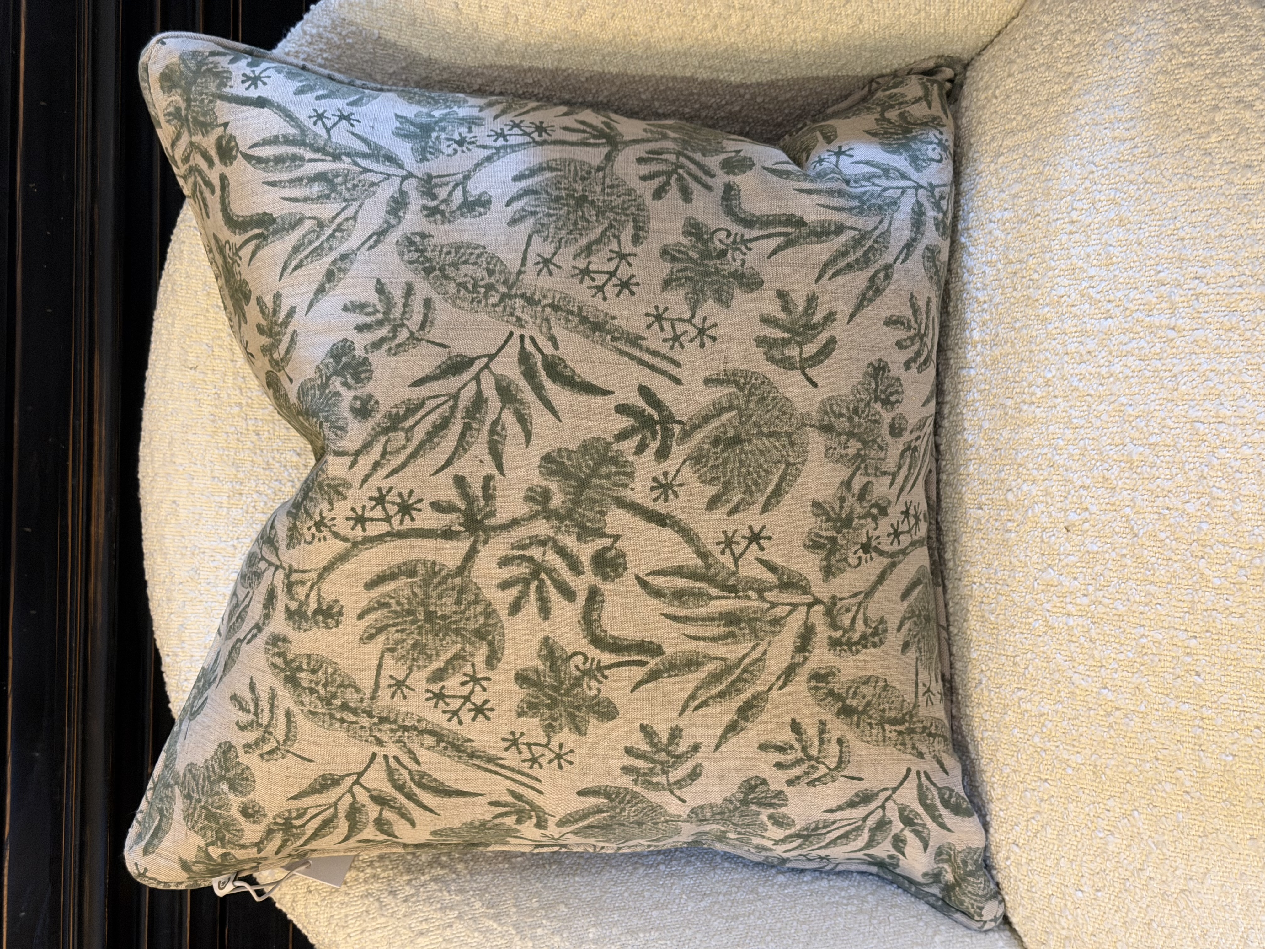 Kuddfodral i linne Parrot Open Sea Foam 50x50 