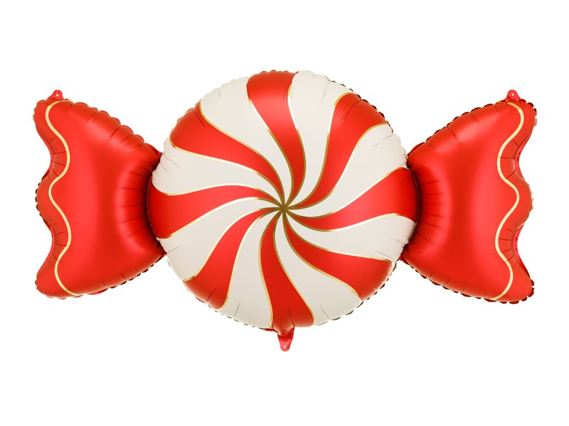Folieballong julgodis röd och vit 113 x 54 cm