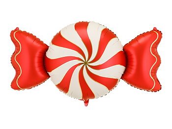 Folieballong julgodis röd och vit 113 x 54 cm