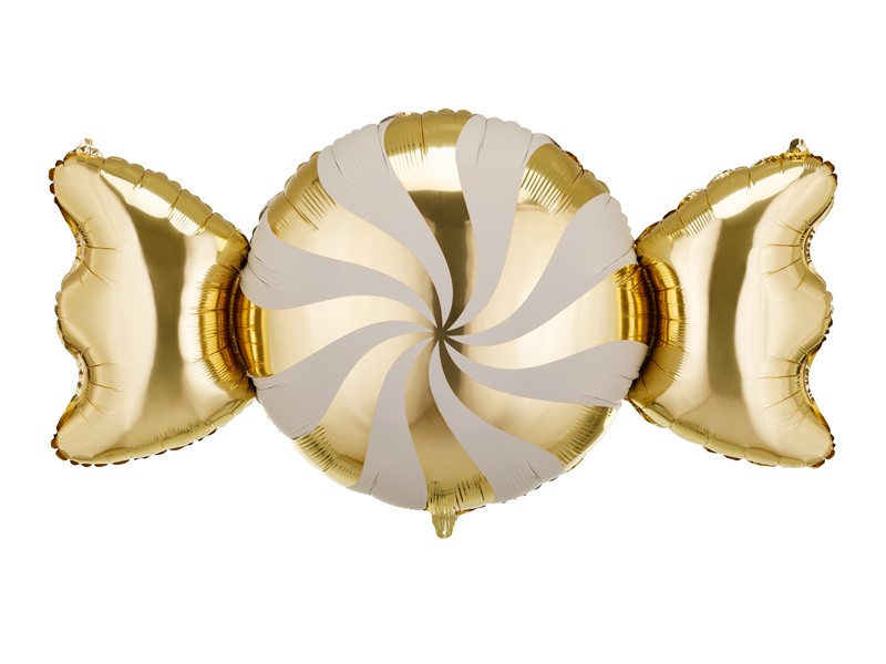 Folieballong julgodis i guld och vitt 113 x 54 cm