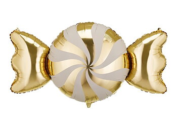 Folieballong julgodis i guld och vitt 113 x 54 cm