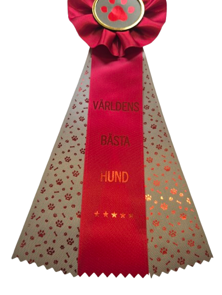 Världens bästa hund - RÖD/GRÅ med tass/ben-band i rödmetallic - 3