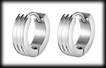 3.7 x 9.5 mm. Blanka örhängen i rostfritt stål .
