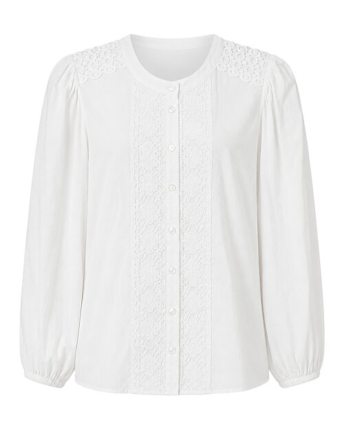Blus Karoline brodyr vit - 5