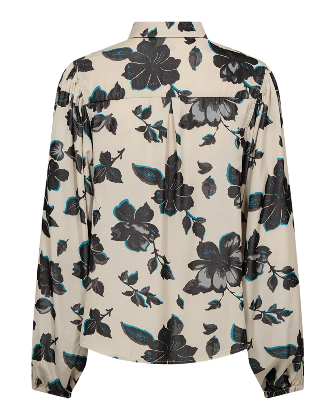 Blus Mony blommönstrad beige/petrol/svart - 2