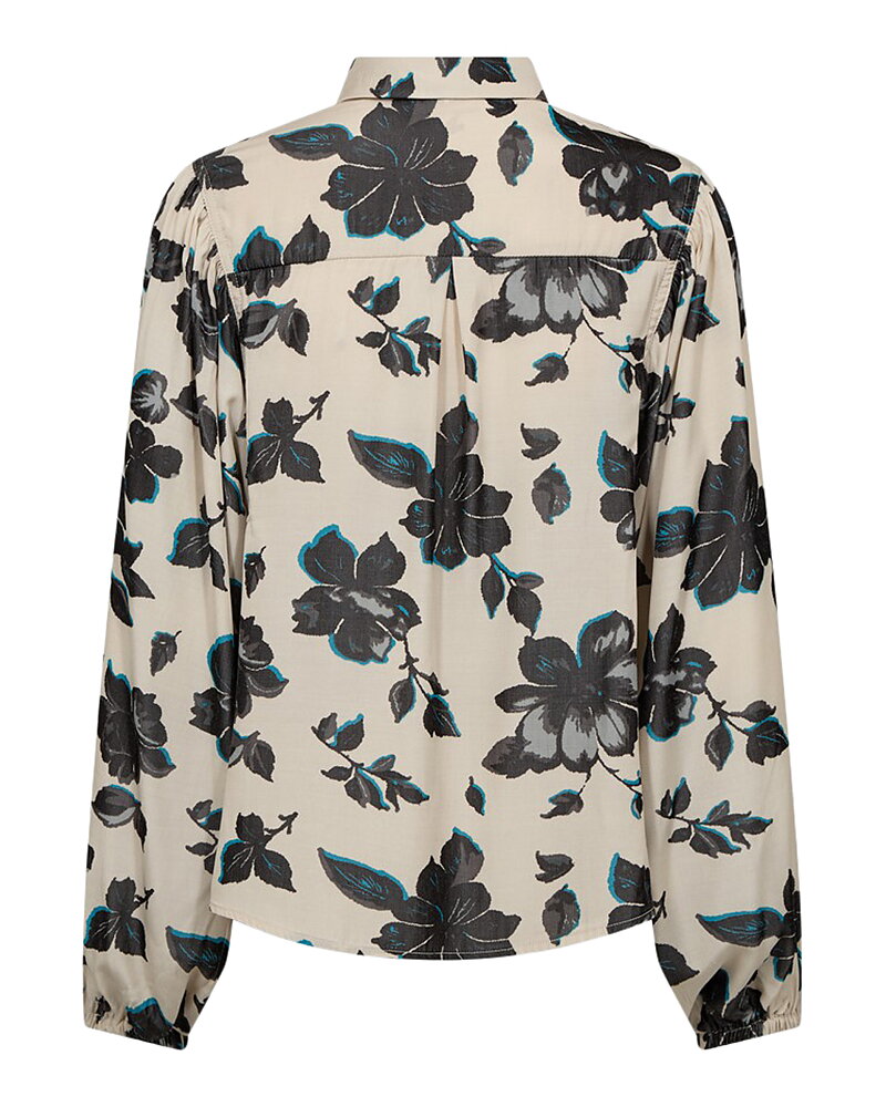 Blus Mony blommönstrad beige/petrol/svart