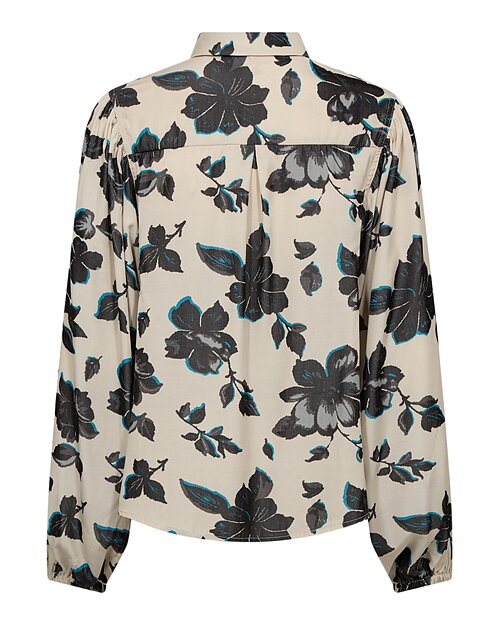 Blus Mony blommönstrad beige/petrol/svart - 2