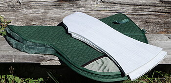 F.R.A.® Treeless DeLuxe, bomlösa sadlar, äkta Merinoull (inkl. 2 st ilägg), grön, S