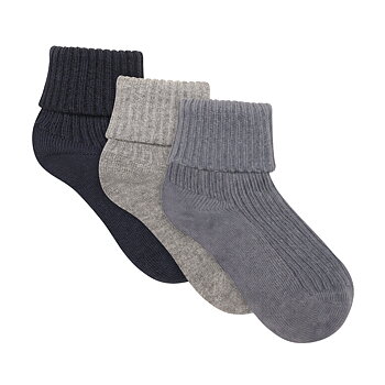 Baby 2x2 rib sock 3-pack Blau Gray