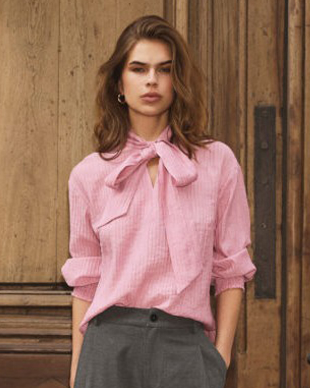 Blus Ellis med sjalkrage rosa - 7