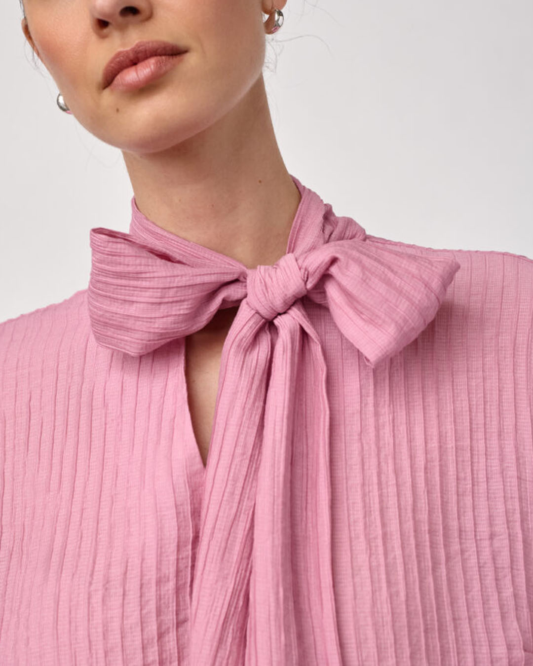 Blus Ellis med sjalkrage rosa - 4