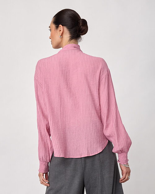 Blus Ellis med sjalkrage rosa - 2