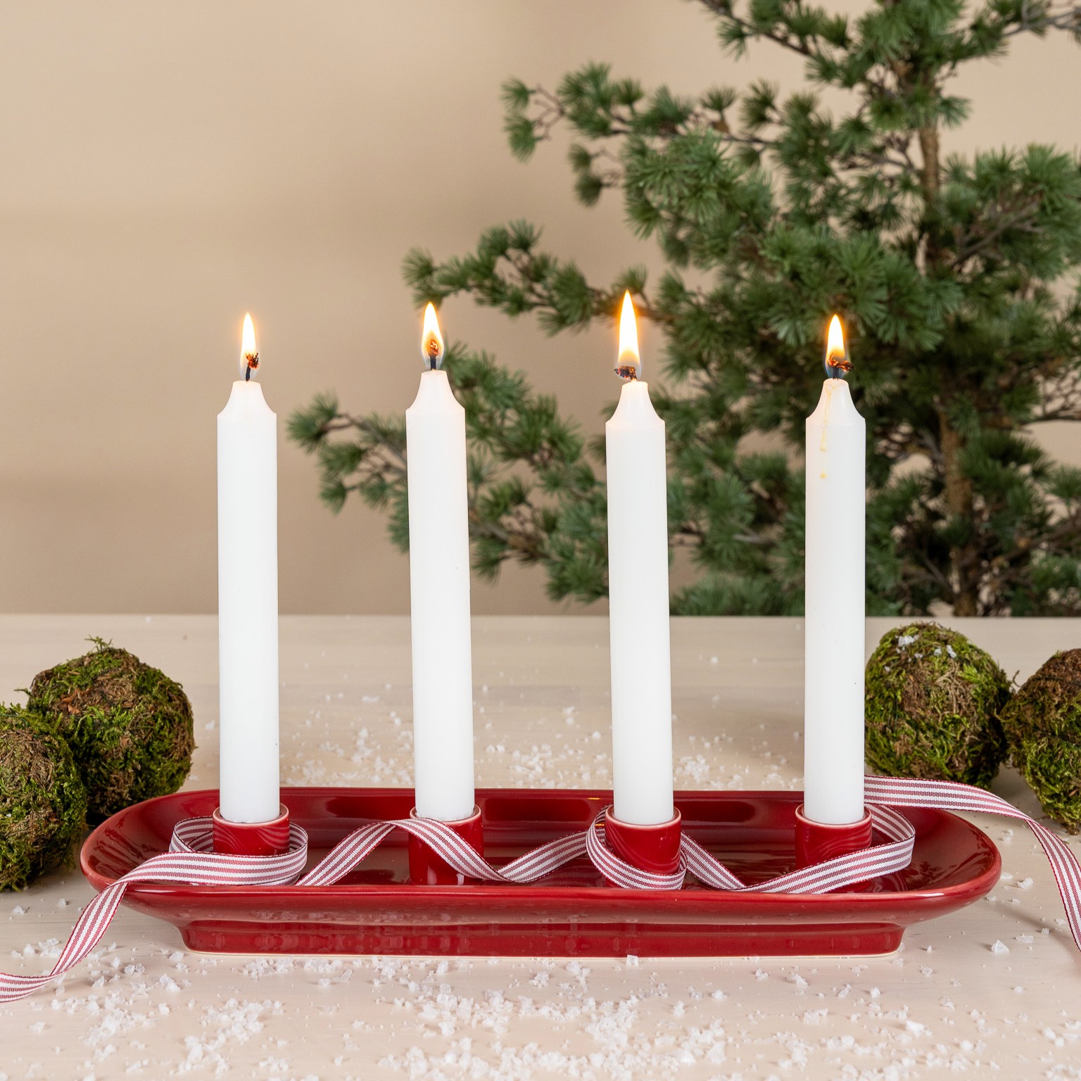 Adventsljusstake Bymarken - Röd