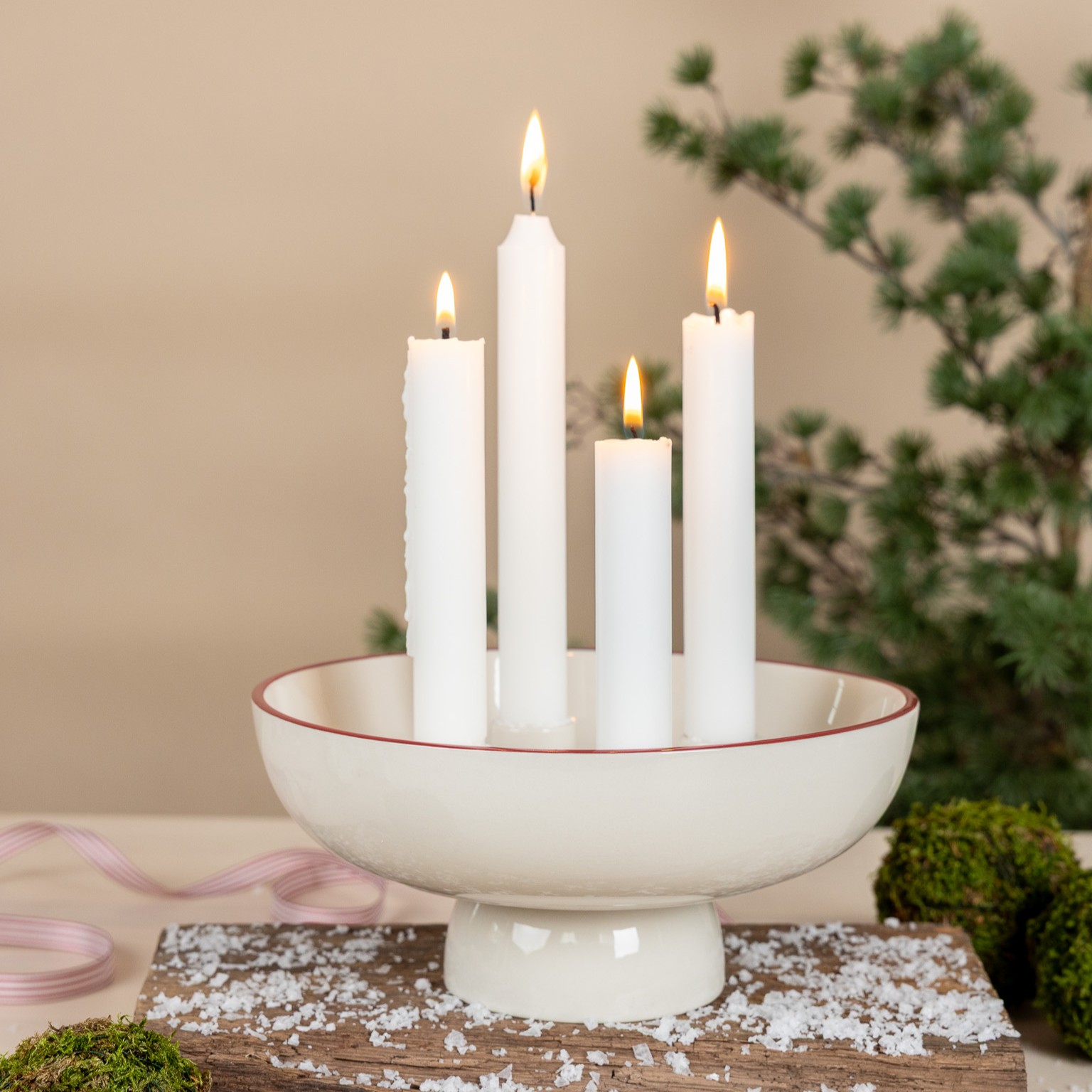 Granhammar Adventsljusstake - Naturvit/Röd