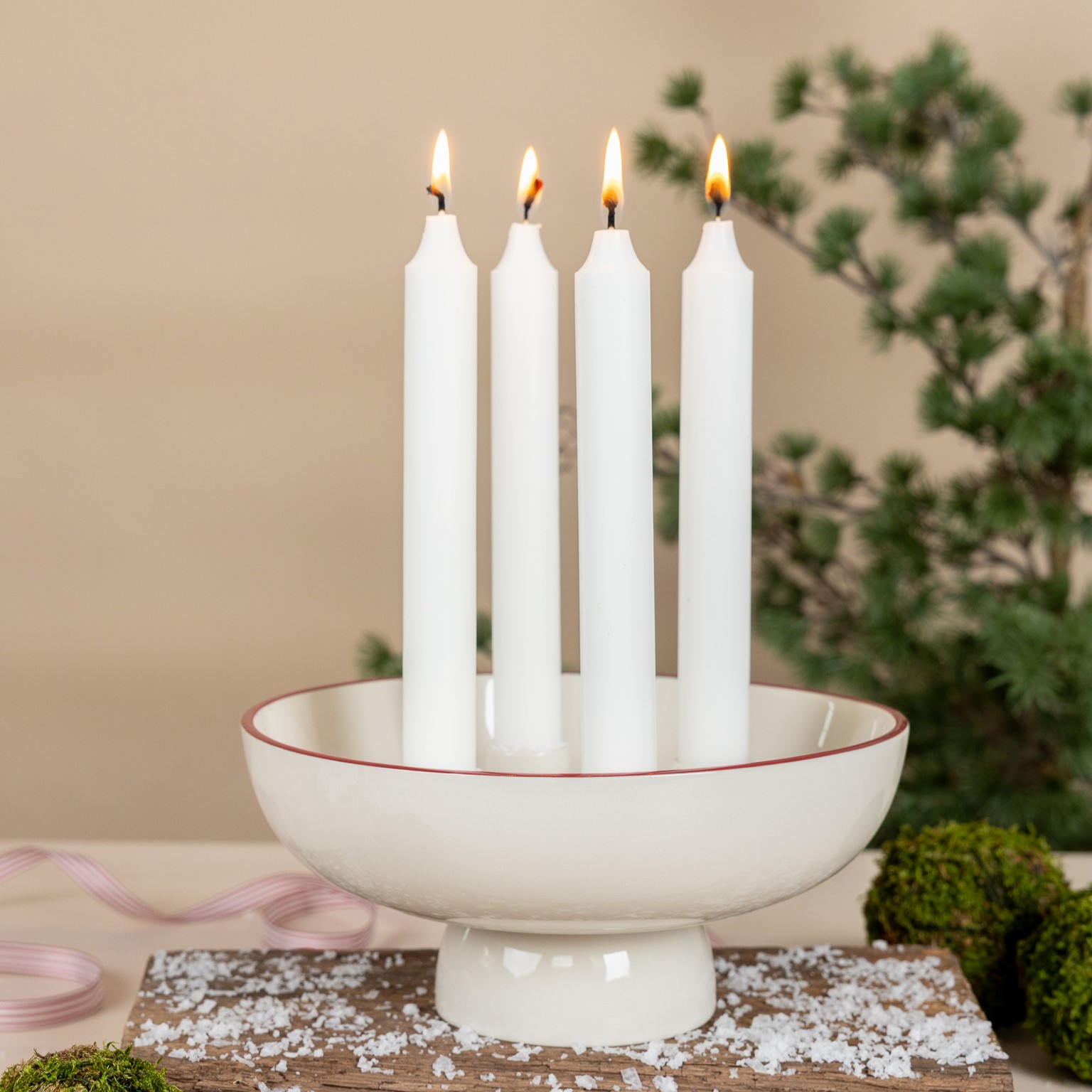 Granhammar Adventsljusstake - Naturvit/Röd - 2