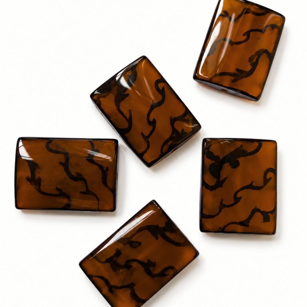 Agatpärla rektangulär brun 39 mm - 3