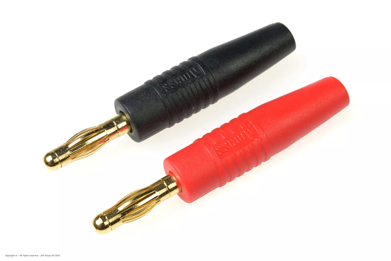 G-Force GF-1013-001 Connector - Banana - Gold Plated 4mm - Black + Red - 1 pair