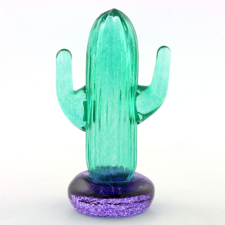 Gunnel Sahlin (Texas 1992) Green Cactus Sculpture with Lilac Base 11 cm