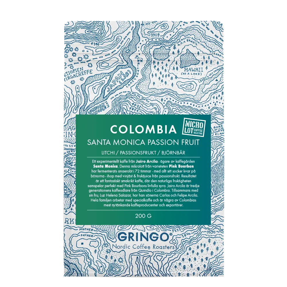Gringo Nordic - Colombia Santa Monica Passion Fruit -  Pink Bourbon - Ljusrostade hela kaffebönor - 200g