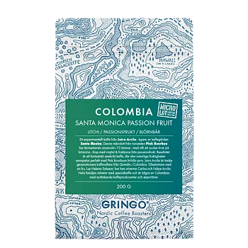 Gringo Nordic - Colombia Santa Monica Passion Fruit -  Pink Bourbon - Ljusrostade hela kaffebönor - 200g