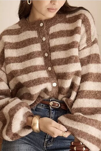 Qnuz - Lux Knit w Stripes Camel