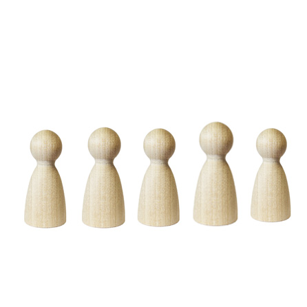 Dockstomme i Trä 48 mm (5-pack) – DIY Peg Dolls för Montessori