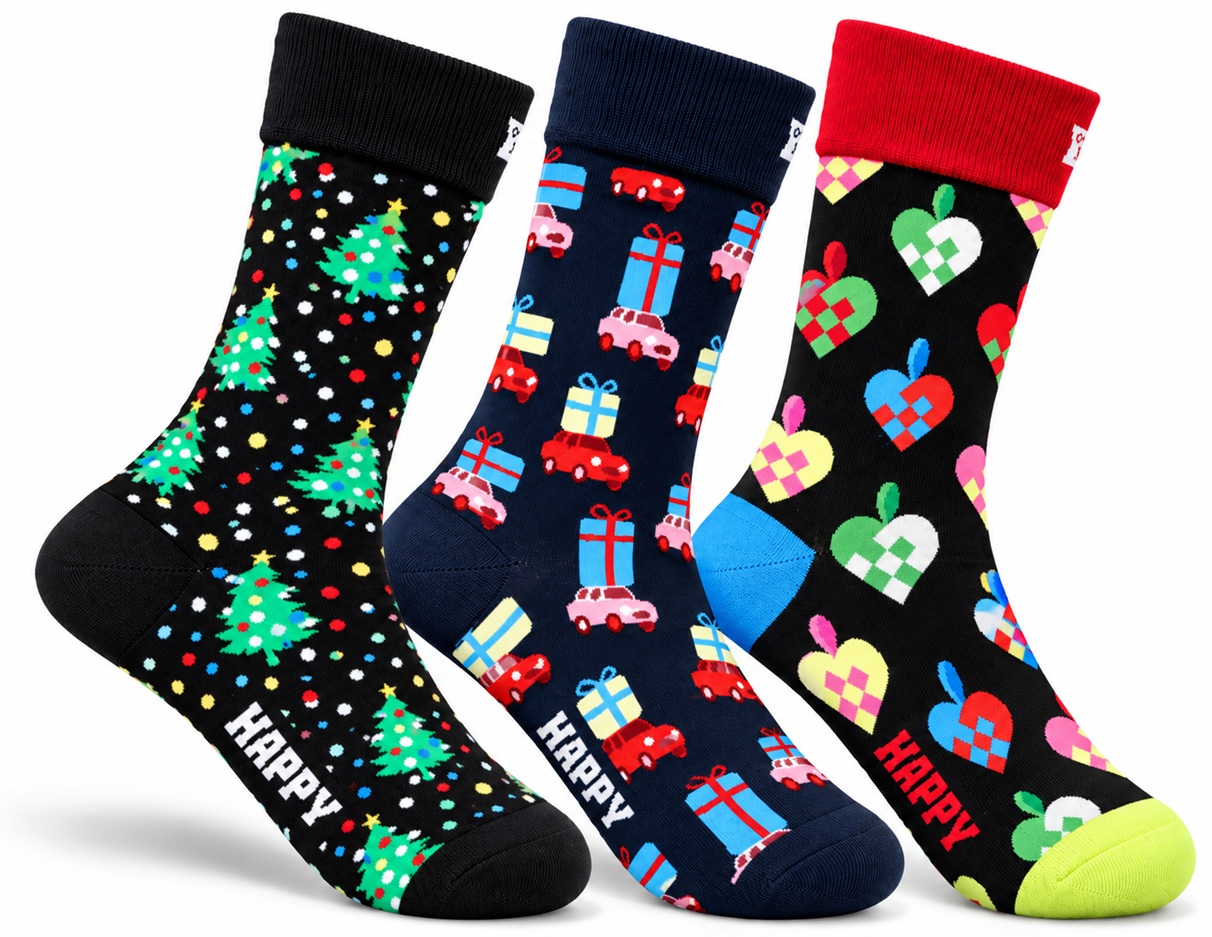 3-Pack Happy Socks Christmas Gift Socks