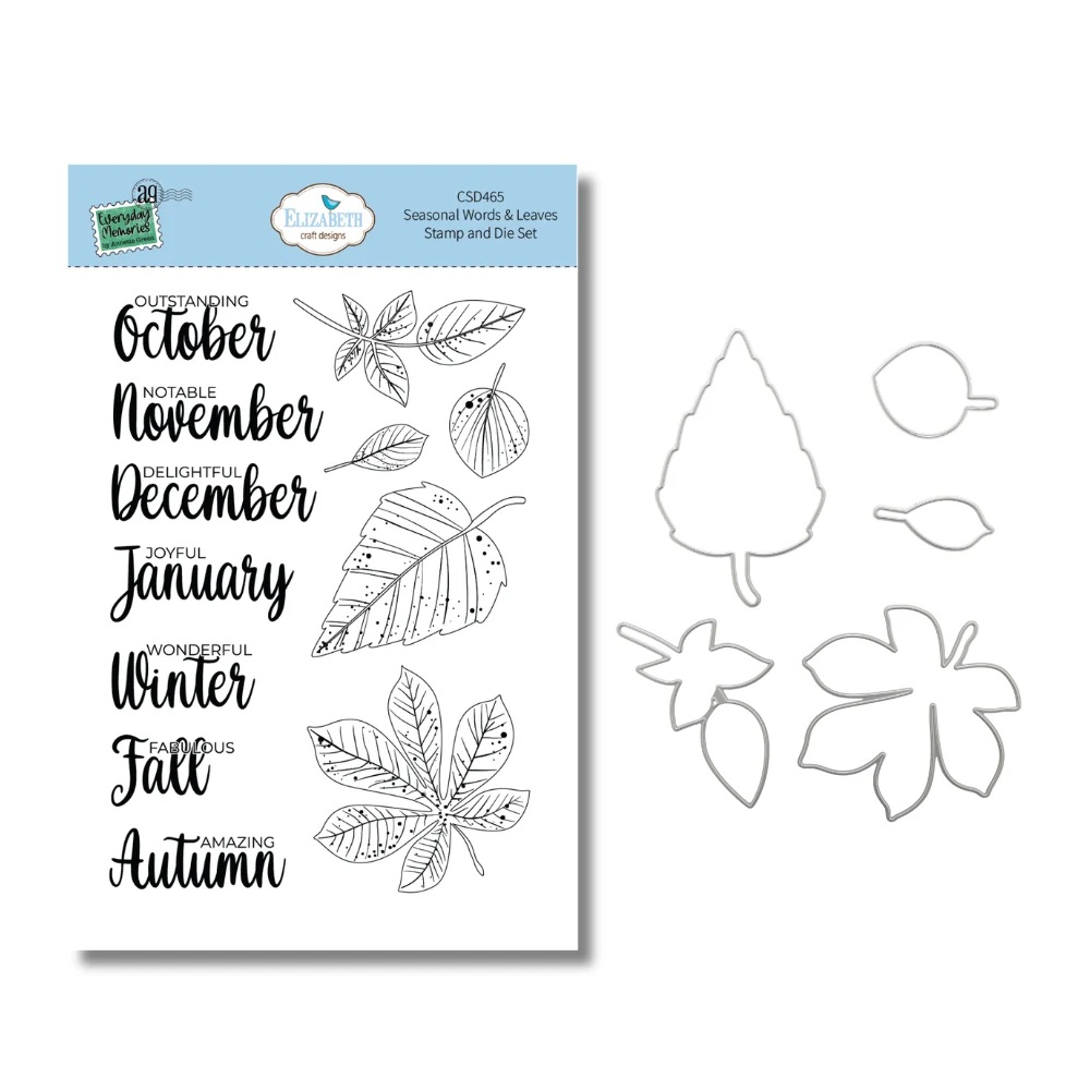 Elizabeth - Seasonal Words & Leaves Stamp and Die Set