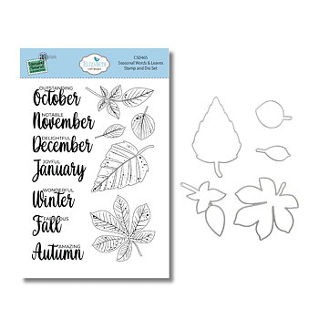Elizabeth - Seasonal Words & Leaves Stamp and Die Set