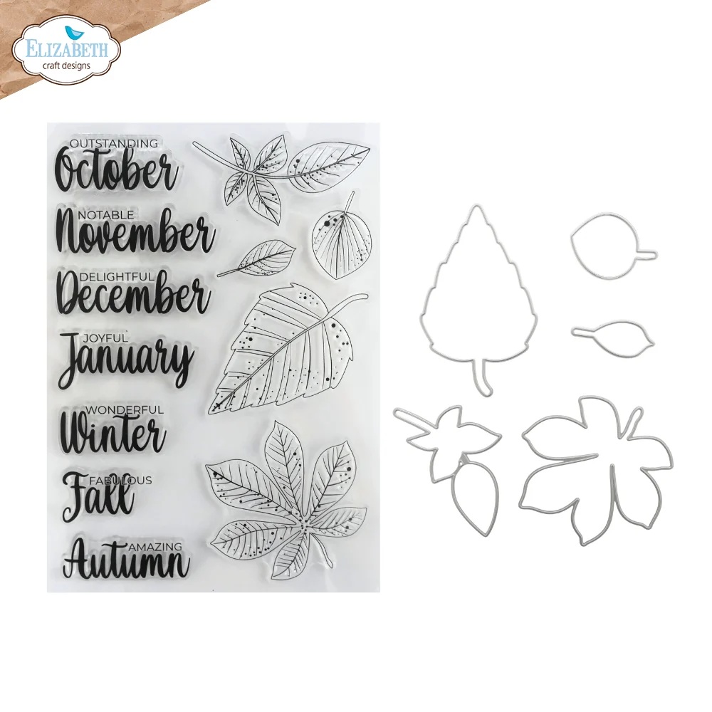 Elizabeth - Seasonal Words & Leaves Stamp and Die Set - 2