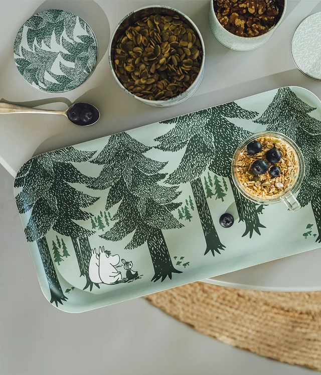 Mumin bricka skog med Lilla My, Mumintrollet & Snorkfröken, 43x22 cm  - 2