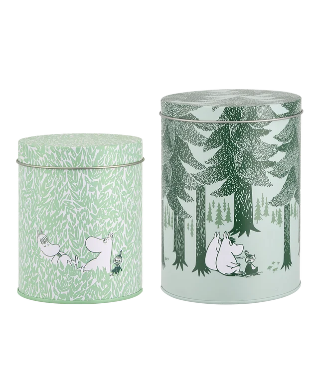 Mumin Plåtburkar 2 pack, Burkar Skog grön