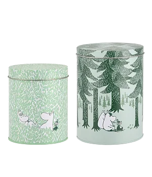 Mumin Plåtburkar 2 pack, Burkar Skog grön
