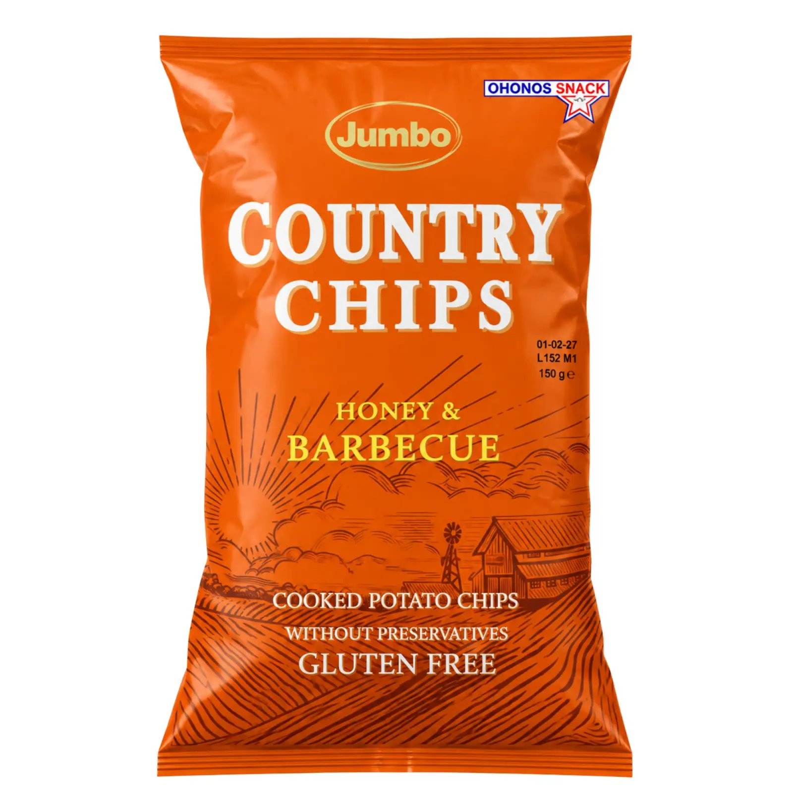 Grekiska Country Chips med Honung & Barbecuesmak 150 g Jumbo