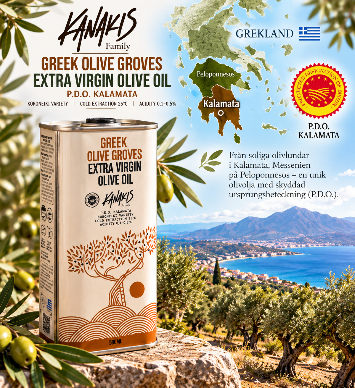 Kanakis Extra Virgin Olive Oil P.D.O. Kalamata 500 ml - 2