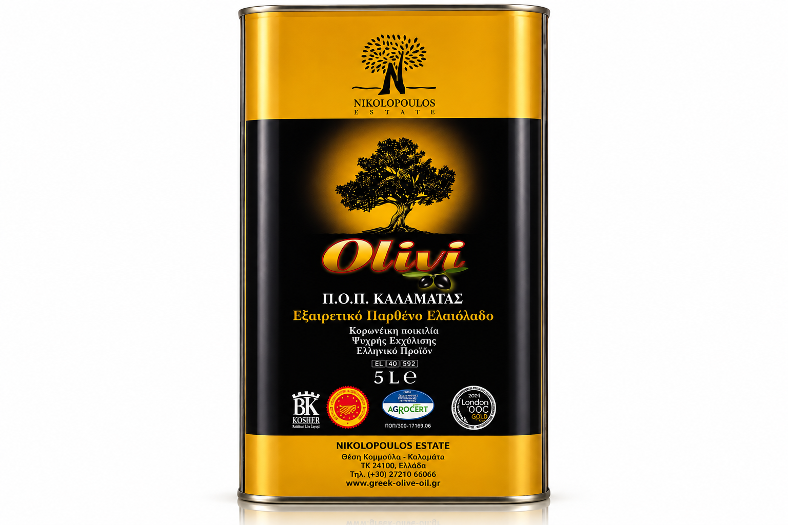 Olivi P.D.O. Kalamata Extra Virgin Olive Oil 5L