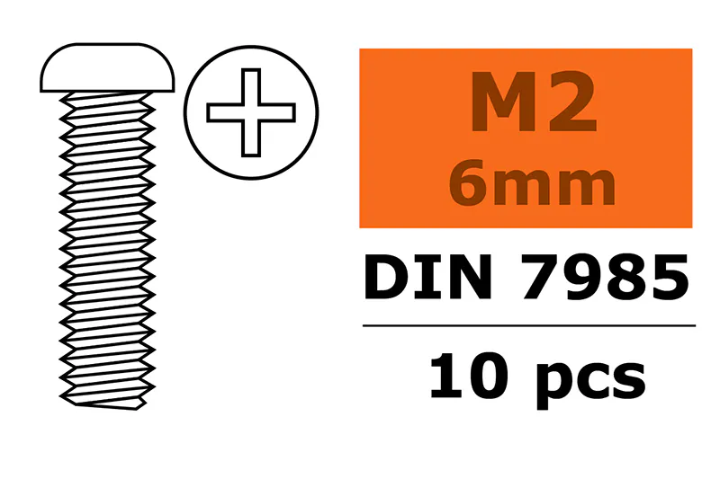 G-Force GF-0170-001 Pan Head Screw - M2X6 - Galvanized Steel - 10 pcs