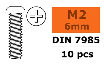 G-Force GF-0170-001 Pan Head Screw - M2X6 - Galvanized Steel - 10 pcs
