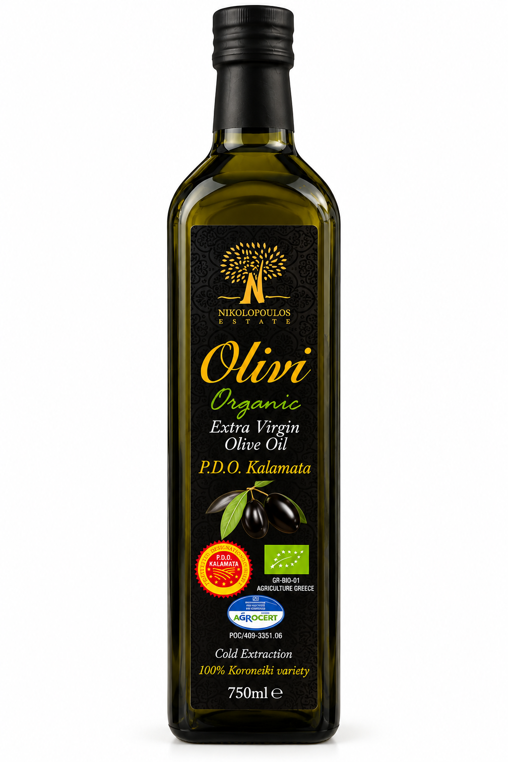 Olivi BIO P.D.O. Kalamata Ekologisk Extra Jungfruolivolja 750 ml