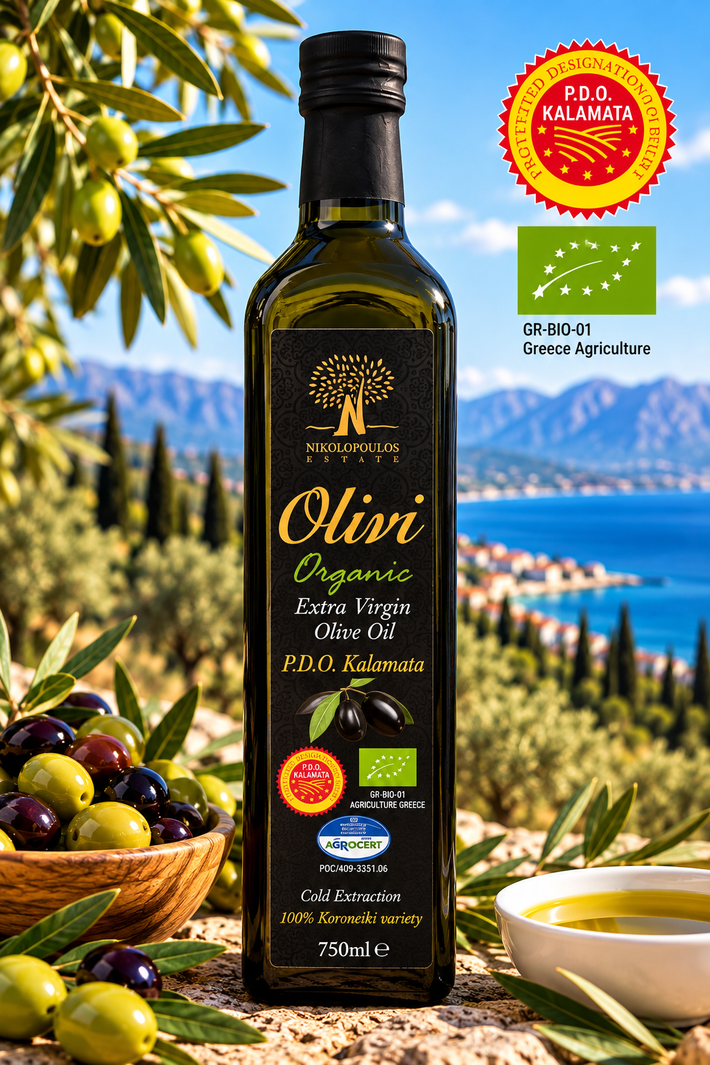 Olivi BIO P.D.O. Kalamata Ekologisk Extra Jungfruolivolja 750 ml - 4