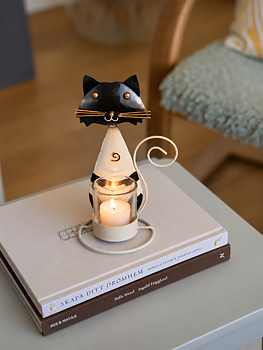 Ljuslykta Katt i Hamrad Plåt – Different Design, 20 cm