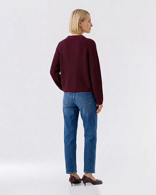 Bomullsjumper ficka fram vinröd - 2