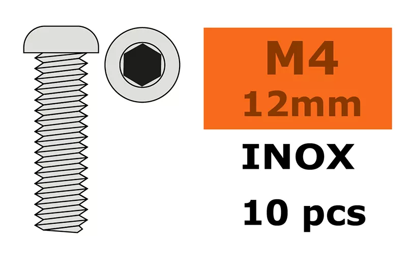 G-Force GF-0203-011 Hex Button-Head Screw - M4X12 - Stainless Steel - 10 pcs