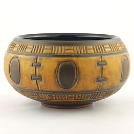 Gösta Rubensson (1960s) Unique Brown Bowl with Relief Decor 20/11 cm